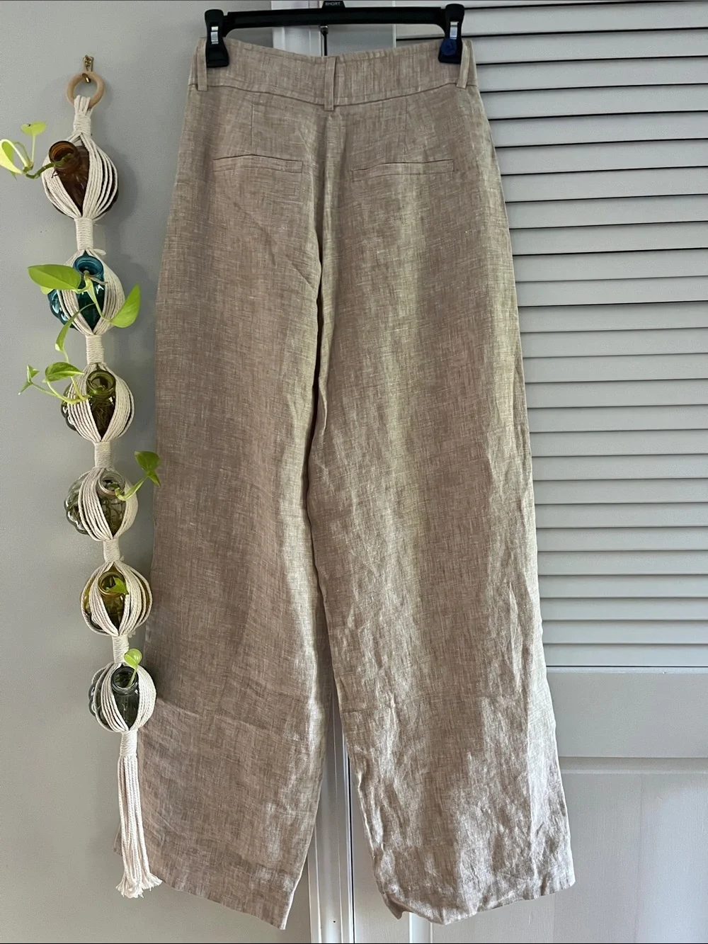 Everlane Neutral Beige Linen Wide-Leg Pants